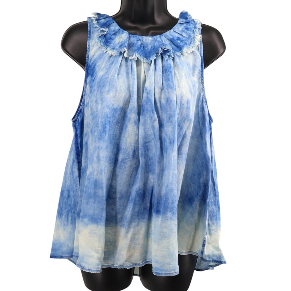 AG Adriano Goldschmied Blue Tie Dye Cotton Sleeveless Top M‎ NWOT